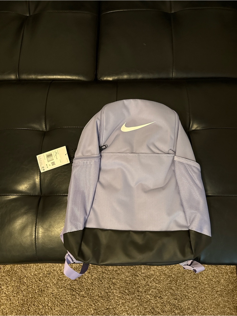 Nike Lavender Backpack with Black Base and White Swoosh